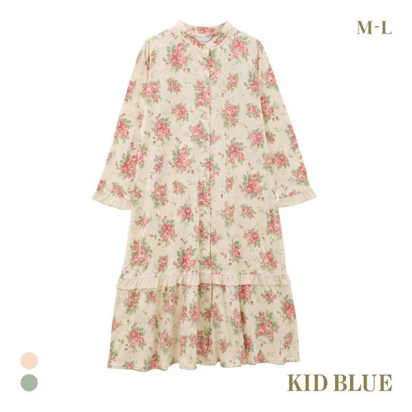 キッドブルー 25オータムローズN 長袖 ワンピース ルームウェア パジャマ KID BLUE レディース 全2色 M-L