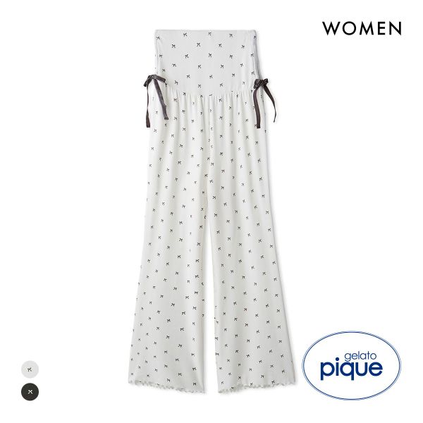 ジェラートピケ レディース HALLOWEEN 針抜きリボン柄ロングパンツ ジェラピケ パジャマ ルームウェア ..