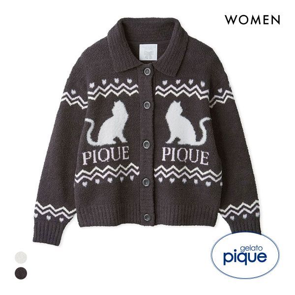 gelato pique 猫刺繍 ネイビー ルームウェア CAT&DOG】ベビモコベアサガラ刺繍プルオーバー(ウェア)｜ルーム