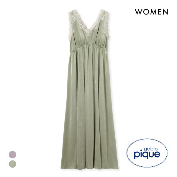 ジェラートピケ レディース MUCHA ベロア×レースカップインワンピース カップイン ジェラピケ ミュシャ パジャマ ルームウェア gelato pique 全2色