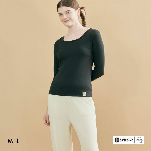 【メール便(15)】 ウンナナクール une nana cool MADE WITH シモジマ 裏起毛あったかシャツ 長袖 トップス インナー レディース 全2色 M-L