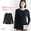 【メール便(20)】 ニッセン ウォームコアリッチ 裏起毛 襟ぐり狭め長袖インナー LL 3L 吸湿発熱 UVカット nissen レディース LL-3L