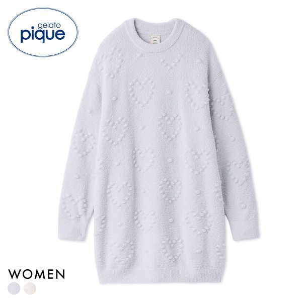 gelato pique ルームウェア ハート 白 オフホワイト セットアップ gelato pique パジャマ ルームウェア モチーフジャガードプル