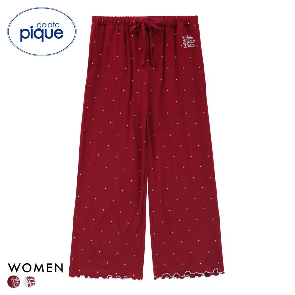ジェラートピケ レディース ドット柄ロングパンツ ジェラピケ パジャマ ルームウェア gelato pique HOLIDAY 全2色のサムネイル