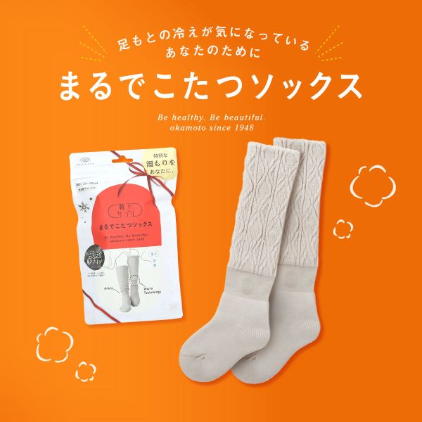 【20%OFF・01/29 09:59まで】 【送料無料】 靴下サプリ とにかくあったかい まるでこたつソックス ケーブル柄 限定デザイン 靴下 ハイソックス レディース 冷え対策 発熱 23-25cm 全2色 ev_sp_20 2