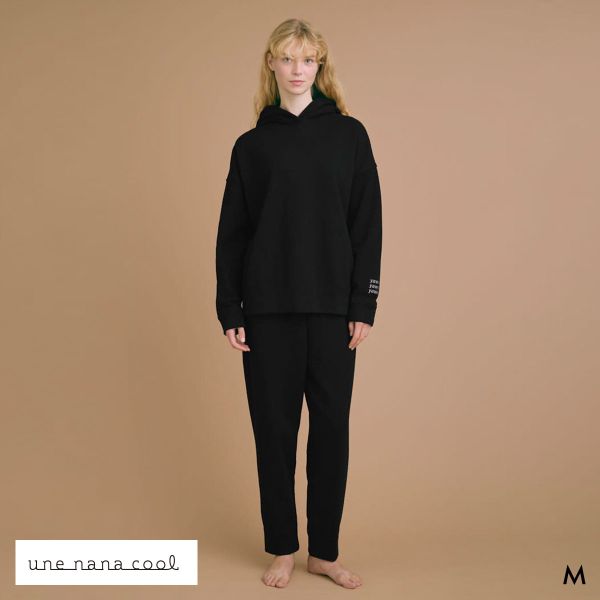 ウンナナクール 綿混 あくびのお嬢さんの裏毛フーディー ルームウェア パジャマ 上下セット レディース une nana cool 全2色