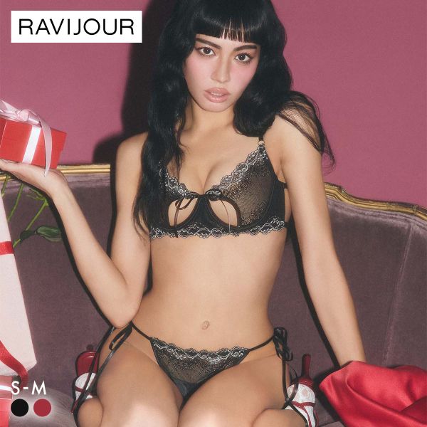 ラヴィジュール アンレースミー ブラ＆Tバック セット ブラショーツ セット Tバックショーツ Gストリング 過激 セクシー ランジェリー RAVIJOUR レディース 全2色 S-M