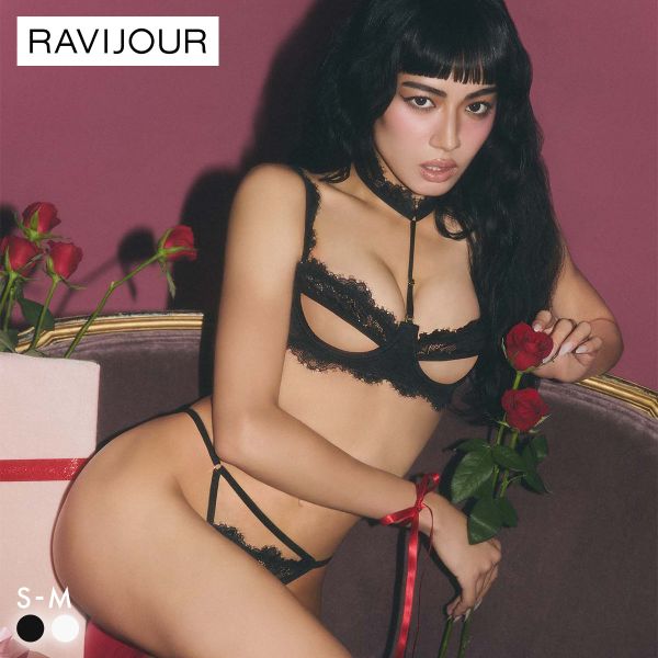 ラヴィジュール ノワールブラン ブラ＆Tバック セット ブラショーツ セット Tバックショーツ セクシー 過激 ランジェリー RAVIJOUR レディース 全2色 S-M