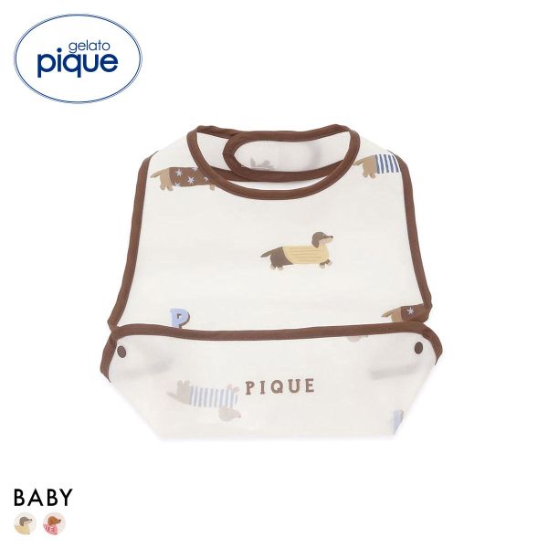 【メール便(10)】 ジェラートピケ キッズアンドベイビー ベビー ダックスフンド柄お食事スタイ ジェラピケ gelato pique Kids＆Baby BABY 全2色