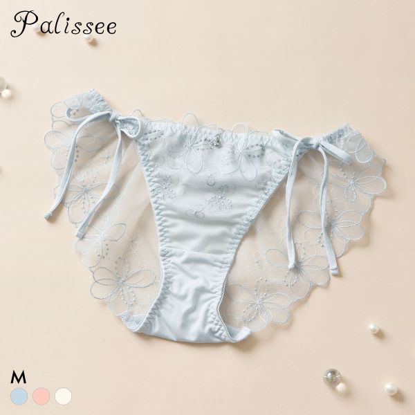 【メール便(4)】 パリーゼ ブーケアップリケ サイドリボン ショーツ M 紐ショーツ Palissee レディース 全3色