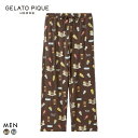 ジェラートピケ オム メンズ ヒラノトシユキ 総柄ロングパンツ ジェラピケ パジャマ ルームウェア gelato pique HOMME 全2色 M-L