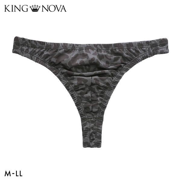 【メール便(20)】 キングノバ ヒョウ柄 Tバック ビキニ パンツ メンズ 前とじ M L LL ストレッチ プリント 大きいサイズ KING NOVA M-LL