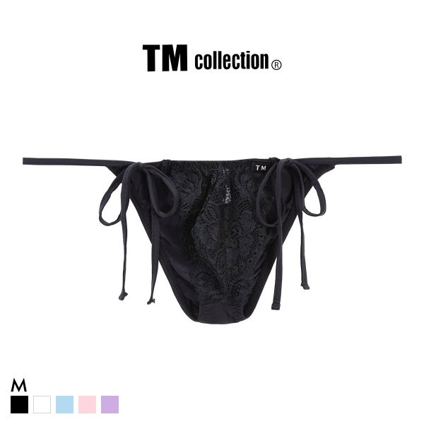 【メール便(3)】 ティーエム コレクション ストレッチレース x SPヌメ2way サイドリボン HB ハーフバック ビキニ TM collection メンズ 前閉じ 全5色