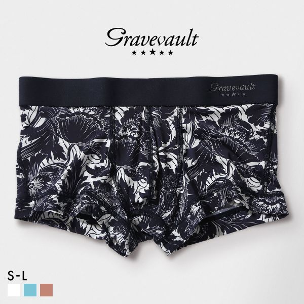 グレイブボールト FLOWER ローライズ ボクサーパンツ メンズ Gravevault 前とじ S M L 3052591 日本製 全3色 S-L