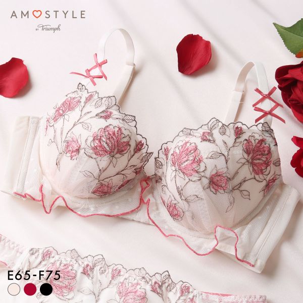 アモスタイル AMST1541 チャーミングラマー スリムライン プレイフルローズ 3/4カップブラジャー EF 大きいサイズ AMOSTYLE レディース 全3色 E65-F75