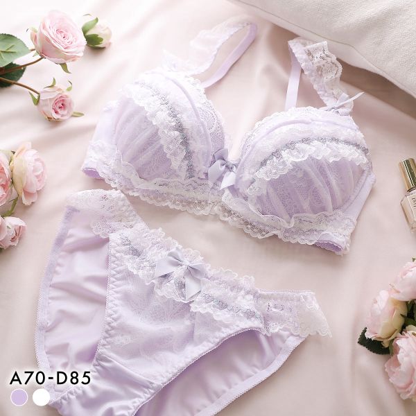 ピュアシェリ 脇高 ハーフレースリボン ブラセット ABCD 谷間 盛り 脇寄せ ブラジャー ショーツ セット PURECHERIE レディース 全2色 A70-M-D85-LL