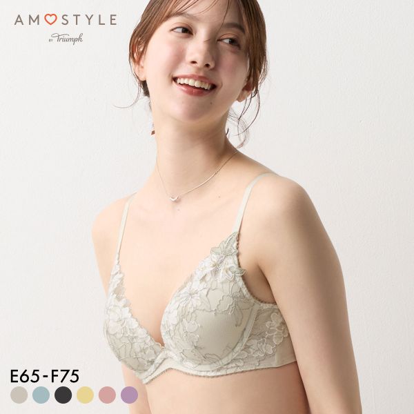 アモスタイル 夢見るブラ AMST1548 DeepV マイブロッサムブーケ 3/4カップブラジャー EF 大きいサイズ AMOSTYLE レディース 全6色 E65-F75