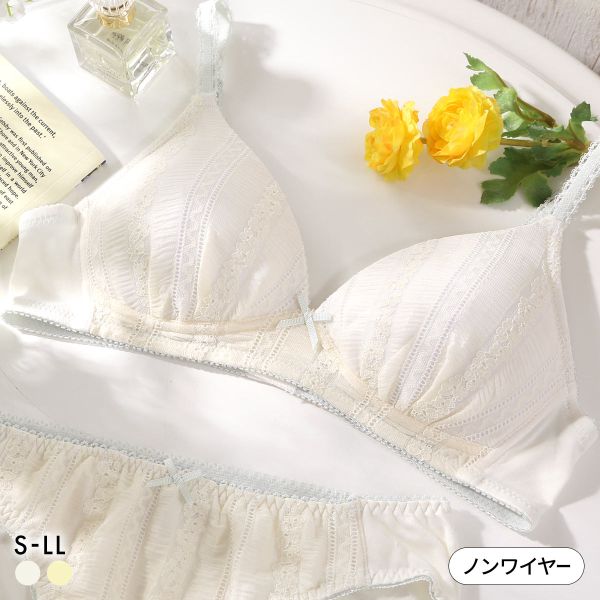 樂天商城 - カジュアルフィーリング 縦レース ノンワイヤーブラ レディース リラクシング ワイヤレスブラ 単品 Casual Feeling 全2色 S-LL