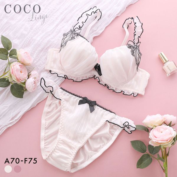 ココランジェ ストライプドーリーシンフォニー ブラジャー ショーツ セット 大きいサイズ COCO Linge レディース 全2色 A70-M-F75-L
