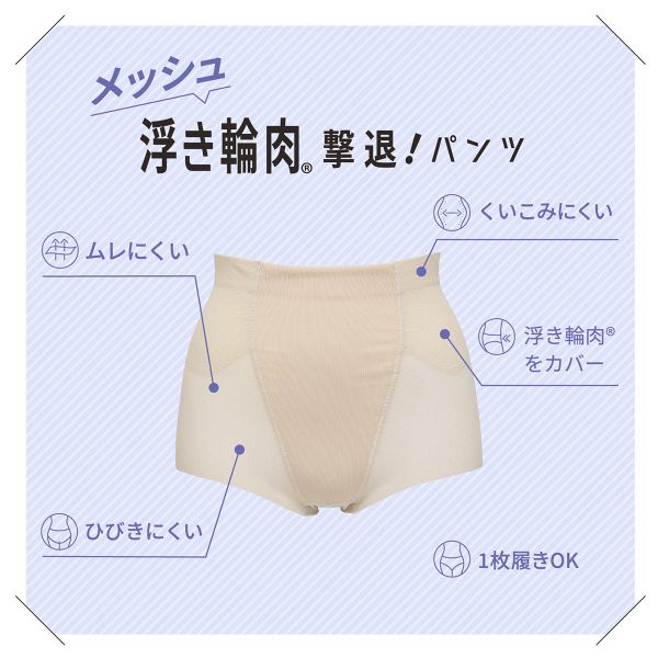 10％OFF【メール便(7)】 ルシアン はいて実感 下半身のお悩み解決 浮き輪肉撃退 パンツ メッシュ 吸汗速乾 ガードル ショート丈 M・L・LL・3L 補正下着 LECIEN レディース 全2色 M-3L 補整 shirohato-10224552 SHIROHATO(白鳩) サンプル画像3