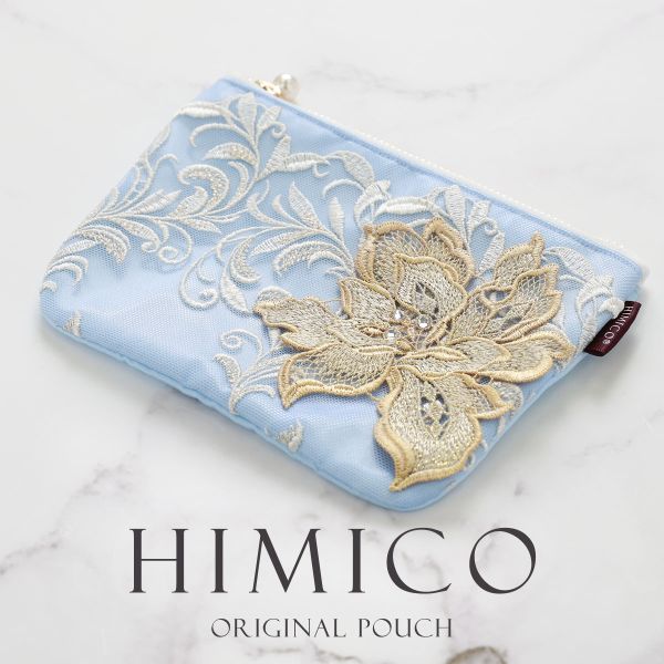 【メール便(7)】 ヒミコ 036シリーズ ミニポーチ 巾着 単品 小物入れ サテン プレゼント ギフト 旅行 刺繍 シンプル 大人ランジェリー 自分へのご褒美 下着 上品ランジェリー レディース 全3色