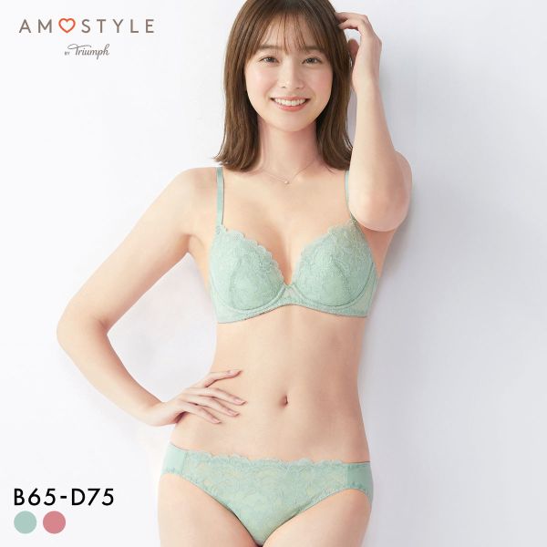 3/4 Cup - アモスタイル AMST520 レイシーブルーム ブラセット ブラジャー ショーツ セット BCD AMOSTYLE レディース 全2色 B65-M-D75-L
