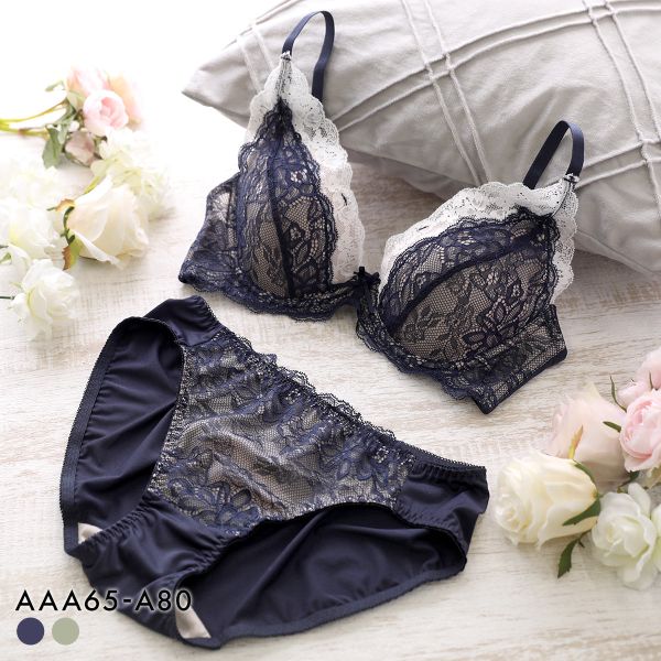 新品Gまで大人マーガレットブラジャーショーツセット シアーギャザー×マーガレット ノンワイヤーブラジャー・ショーツセット