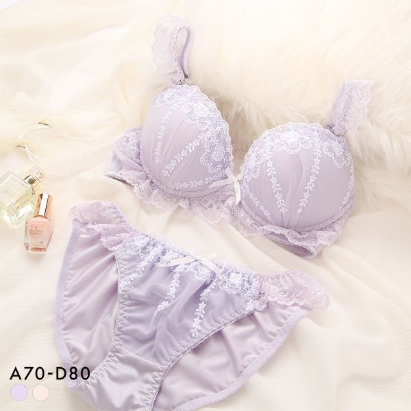 樂天商城 - ピュアシェリ ロマンティックローズ ブラセット ABCD 谷間 盛り 脇寄せ ブラジャー ショーツ セット PURECHERIE レディース 全2色 A70-M-D80-L