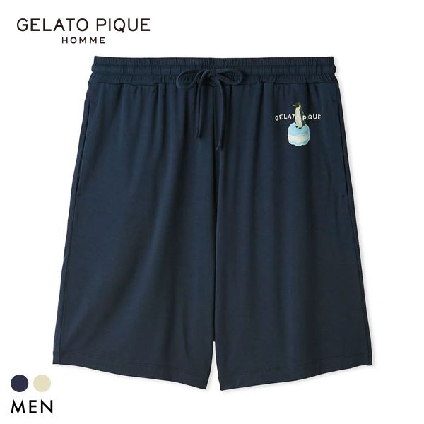 樂天商城 - ジェラートピケ オム メンズ 接触冷感 アイスポップジャージーハーフパンツ ジェラピケ パジャマ GELATO PIQUE HOMME 全2色 M-L