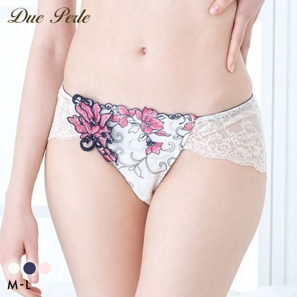 樂天商城 - 【メール便(4)】 ドゥペルル リリーフロレッタ 総レースショーツ ML バックレースショーツ ひびきにくい やわらか DuePerle レディース 全3色 M-L
