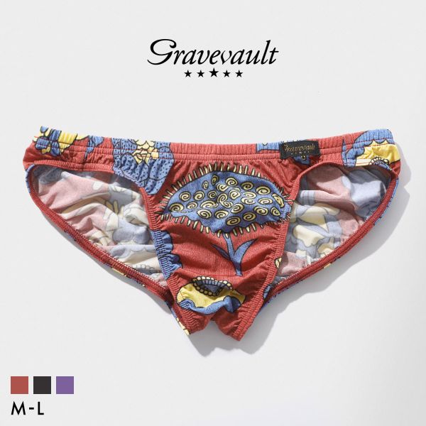 樂天商城 - グレイブボールト EMBRO FLOWER フルバック ビキニ M L ブリーフ メンズ Gravevault 前とじ 3052615 日本製 全3色 M-L