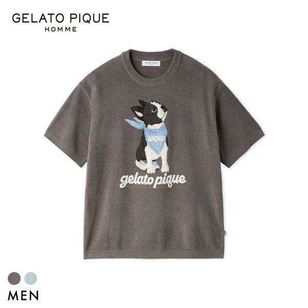 ジェラートピケ オム メンズ エアリーモコドッグジャガードプルオーバー ジェラピケ パジャマ ルームウェア gelato pique HOMME 全2色 M-L