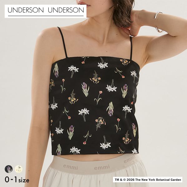 【10%OFF・6/11 09:59まで】 アンダーソンアンダーソン UU×NYBG サテンベアトップキャミ UNDERSON UNDERSON ベアトップ カップ付き ストラップレス レディース 全2色 0-1 ev_sp_10