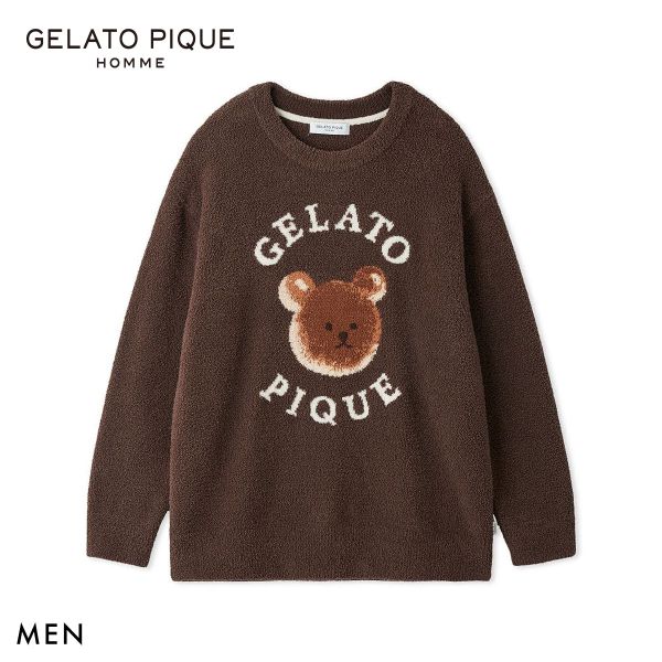ジェラートピケ オム メンズ ベビモコアニマルブレッドジャガードプルオーバー ジェラピケ ルームウェア GELATO PIQUE HOMME M-L ギフト プレゼント