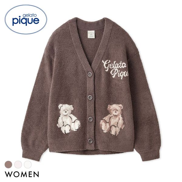 ジェラートピケ レディース ベビモコベアジャガードカーディガン ジェラピケ パジャマ ルームウェア gelato pique 全3色 ギフト プレゼント
