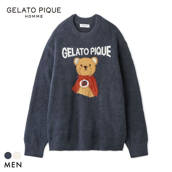 ジェラートピケ オム メンズ ベビモコヒーローベアジャガードプルオーバー ジェラピケ パジャマ GELATO PIQUE HOMME 全2色 M-L