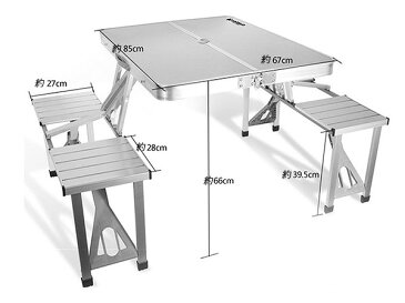 新品未使用品！アウトドア レジャーテーブル 折り畳み式 アルミ製 ベンチ一体型