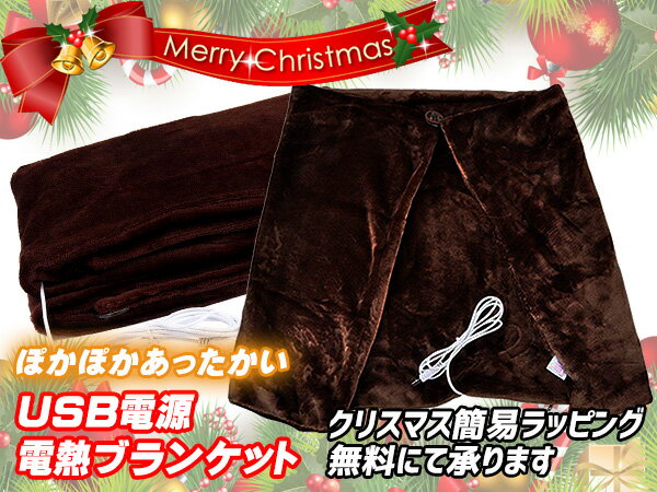 クリスマス用簡易ラッピング(無料)承り中USB ブランケット 電気毛布 膝掛けヒーター内蔵クリスマスプレ..