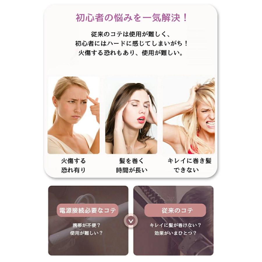 カールヘアアイロン コードレス ヘアアイロン ミニ カール 自動 巻き カール 携帯...