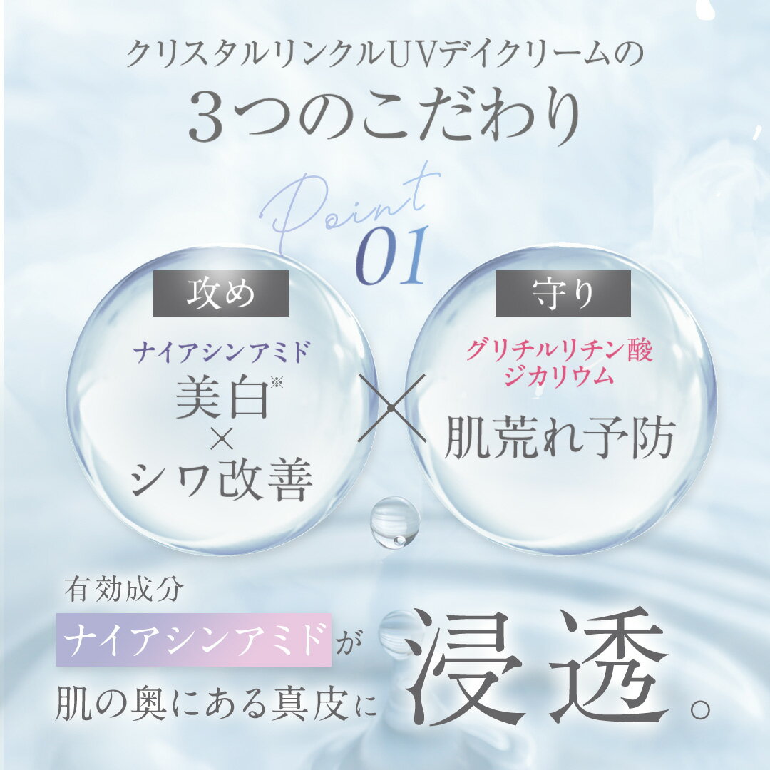 【P10倍27日01:59マデ】SHIRORU（シロル）クリスタル リンクルUVデイクリーム ナイアシンアミド配合 日焼け止め 美容液 シミ予防 美白 UVケア スキンケア SPF50＋PA＋＋＋＋ クリスタルピンク 40g