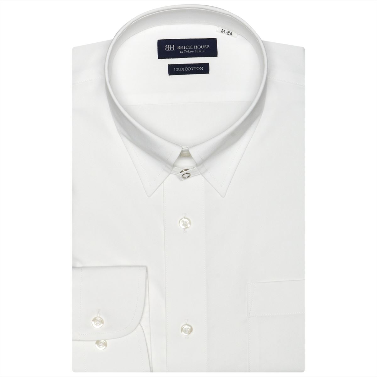 【透け防止】 タブカラー 長袖 形態安定 ワイシャツ 綿100%