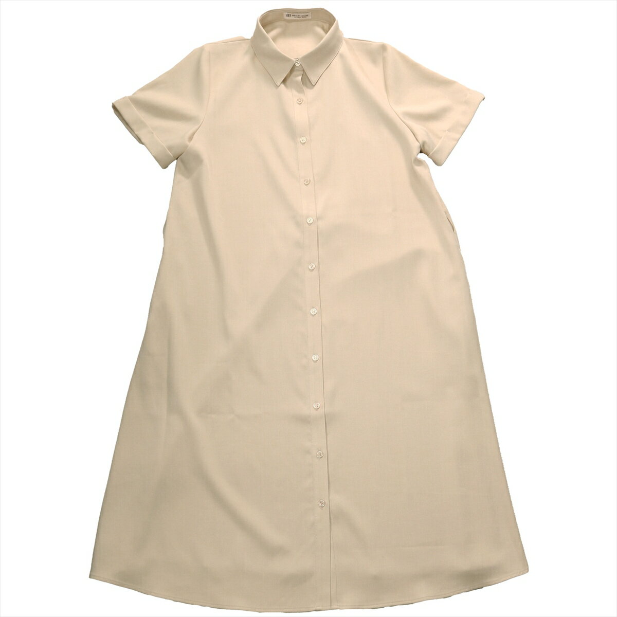 【29%OFF】【SALE】シャツワンピース 麻調合繊 ベージュ レディース