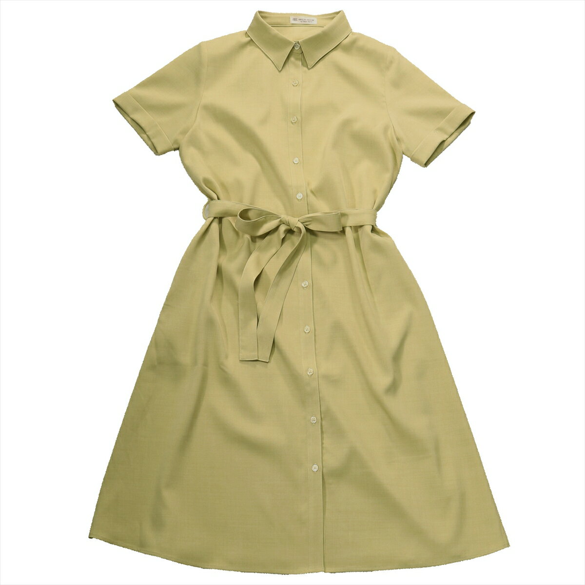 【29%OFF】【SALE】シャツワンピース 麻調合繊 ライムグリーン レディース