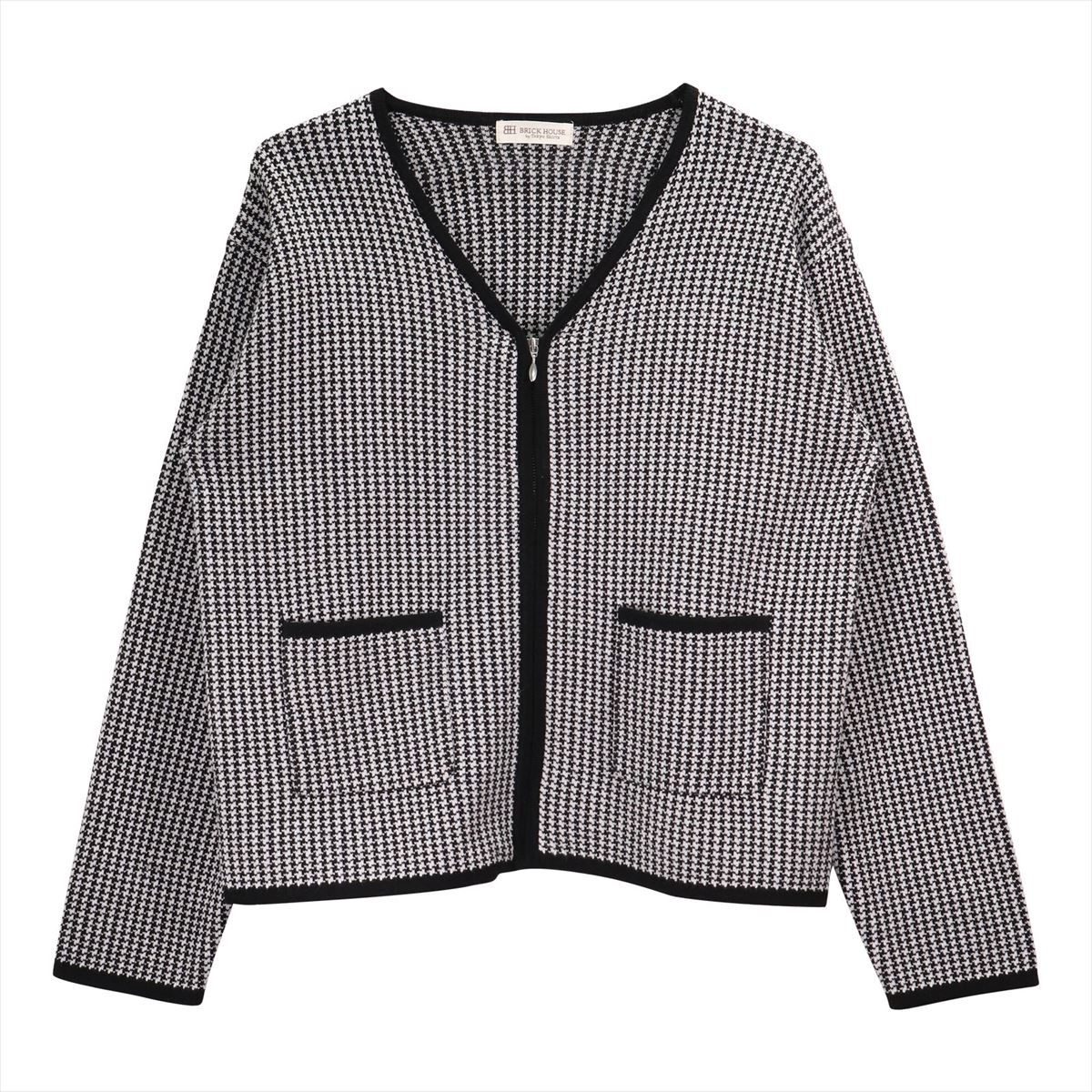 【8%OFF】【SALE】千鳥柄ZIPブルゾン スウェットライク レディース