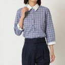 【GW期間限定】【10 OFF】【SALE】【Pitta Re:)】 カジュアルシャツ Wガーゼ 七分袖 ブルー レディース