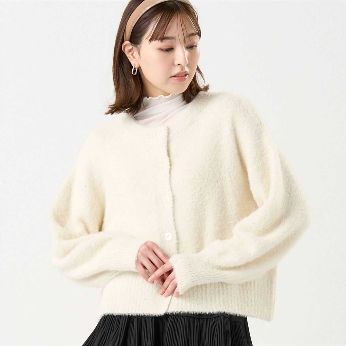 【公式】東京シャツ 【Pitta Re:)】 ニット スパンコール クルーネック カーディガン レディース