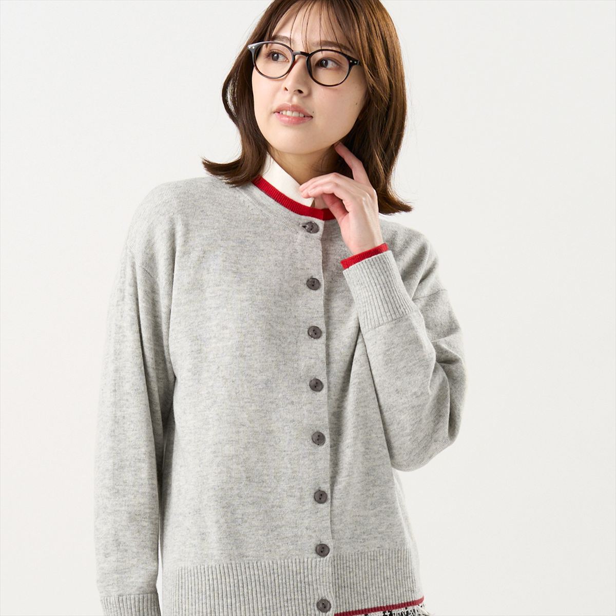 【公式】東京シャツ 【Pitta Re:)】 ニット レイヤード風 クルーネック カーディガン レディース