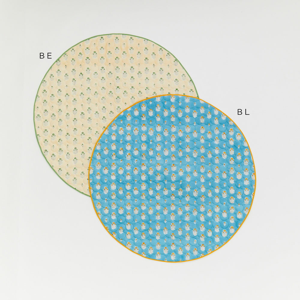 ＼スーパーセール限定♪ 20%OFF／オリジナル フロアマットフリージアキルティング フロア マット 100cm キルティング ラウンド 花柄 フラワー ブロックプリント お子様 ペット 昼寝 インテリア フローリング ナチュラル ガーリー HornPleaseMADE SHISEI