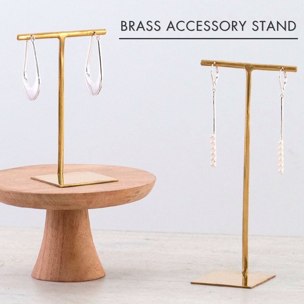 ＼全品ポイント5倍／ 【再入荷】公式 shesay ブラスアクセサリースタンド 高さ8.5cm 高さ12.5cm BRASS ブラス 真鍮 スタンド T字 アクセサリー ピアス イヤリング ブレス ネックレス ディスプレイ 什器 ハンドメイド 母の日