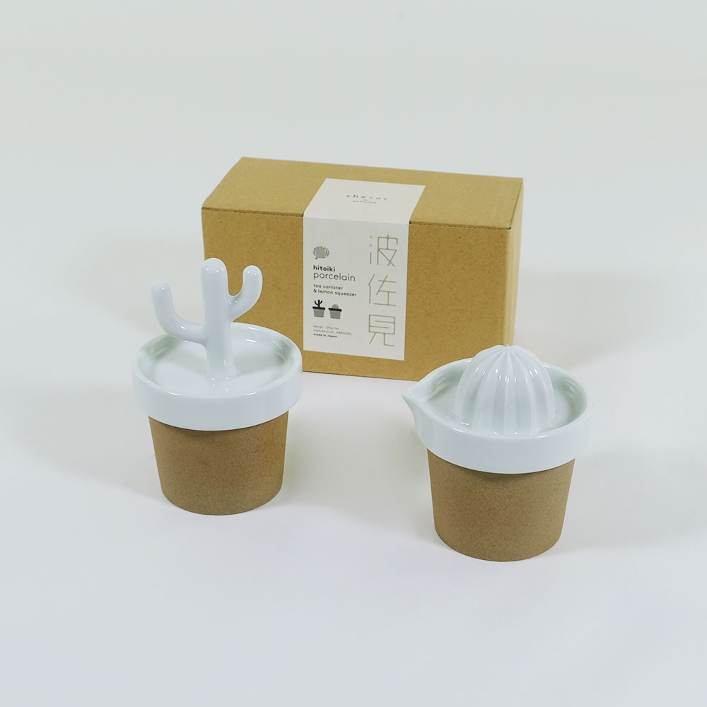 楽天限定 shesay HASAMI porcelain−hitoiki− セット 国産 日本製 波佐見焼 はさみ焼き 長崎 陶磁器 窯 白磁 レモン 柑橘 果汁 絞り スクイーザー ジューサー サボテン キャニスター 小物入れ キッチン お茶 紅茶 アクセサリー ケース ポット 鉢